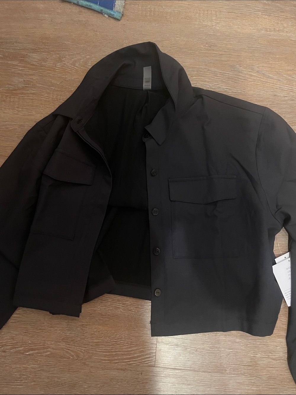 Beyond Yoga Black Cropped Bomber Jacket